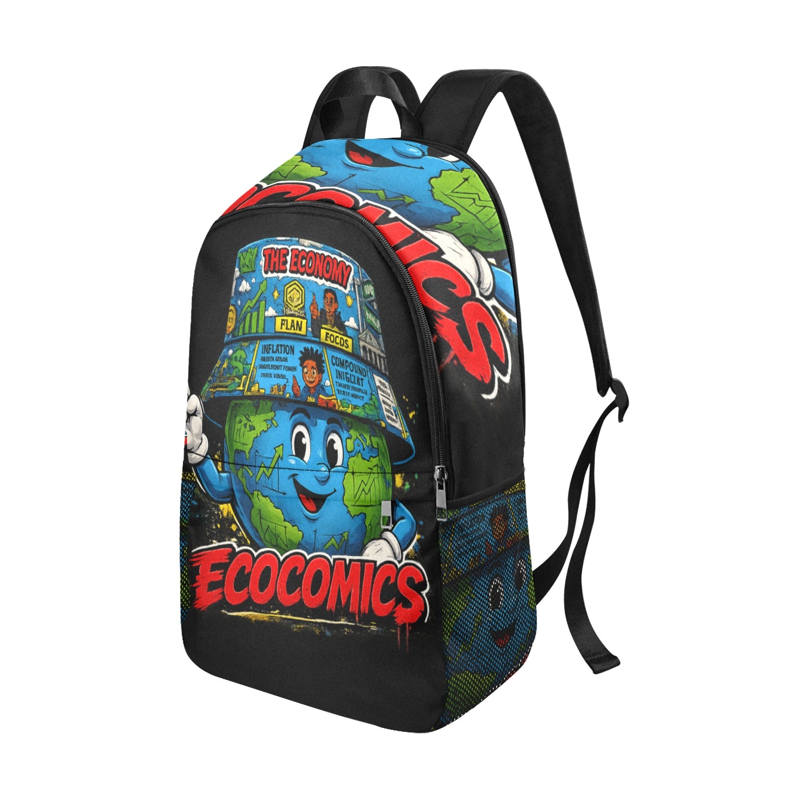 Back To School Fabric Backpack with Side Mesh Pockets
