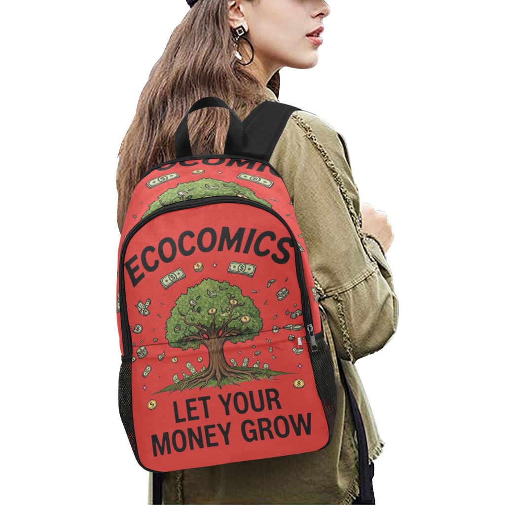 Ecocomics Red Backpack Fabric Backpack with Side Mesh Pockets