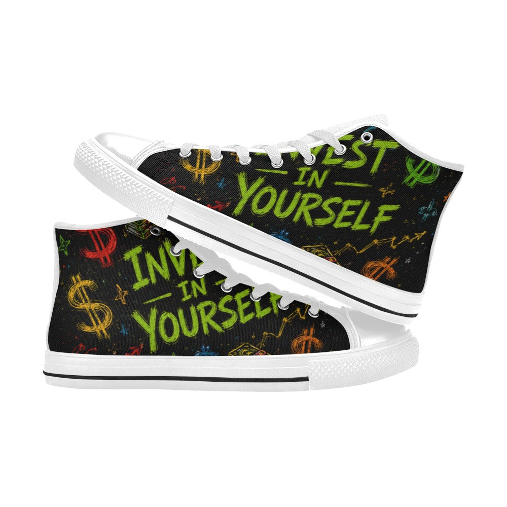 Invest in yourself Kids' High Top Canvas Shoes-4 Sides