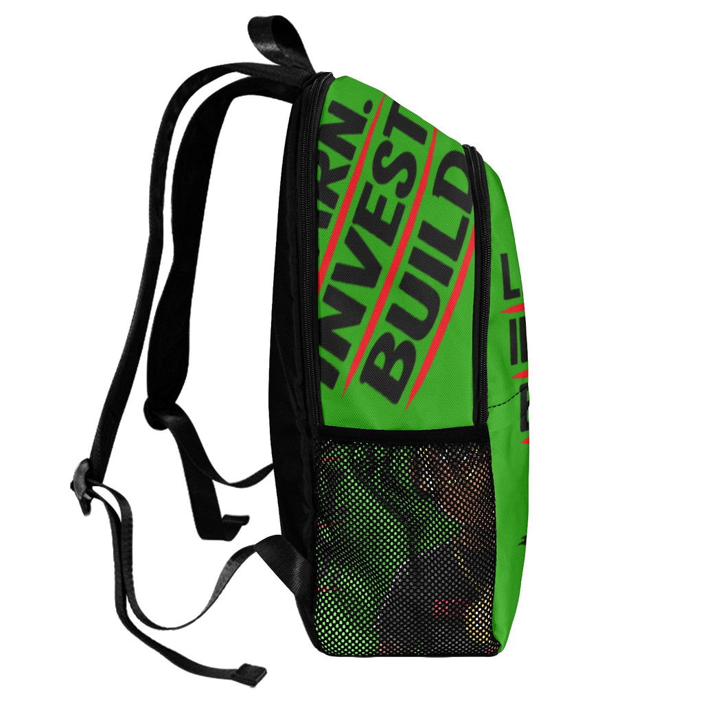 Ecocomics Green Backpack Fabric Backpack with Side Mesh Pockets