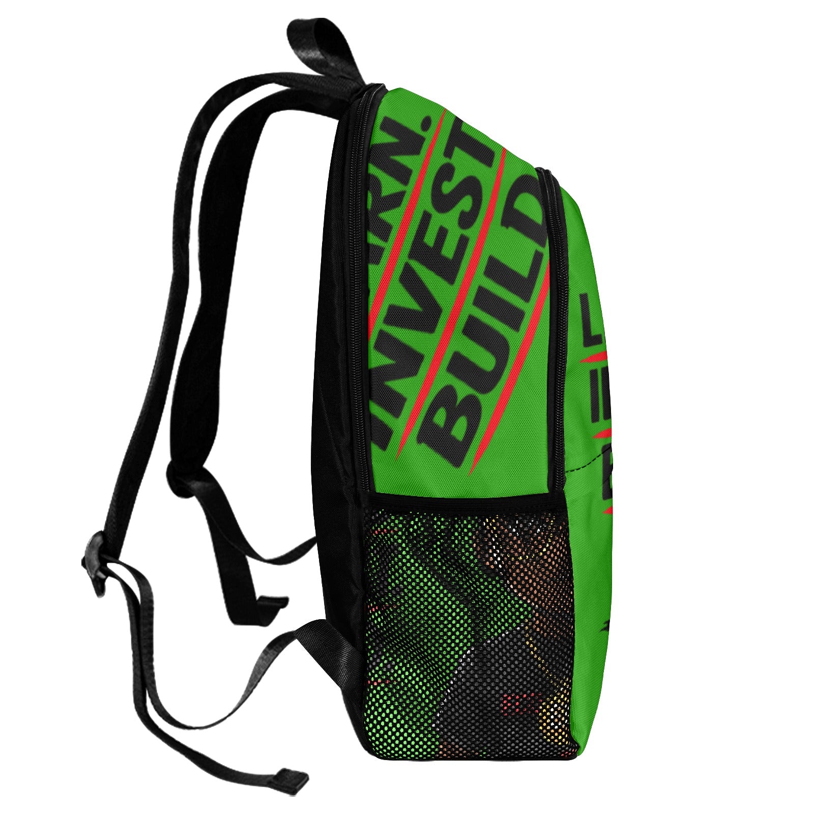 Ecocomics Green Backpack Fabric Backpack with Side Mesh Pockets