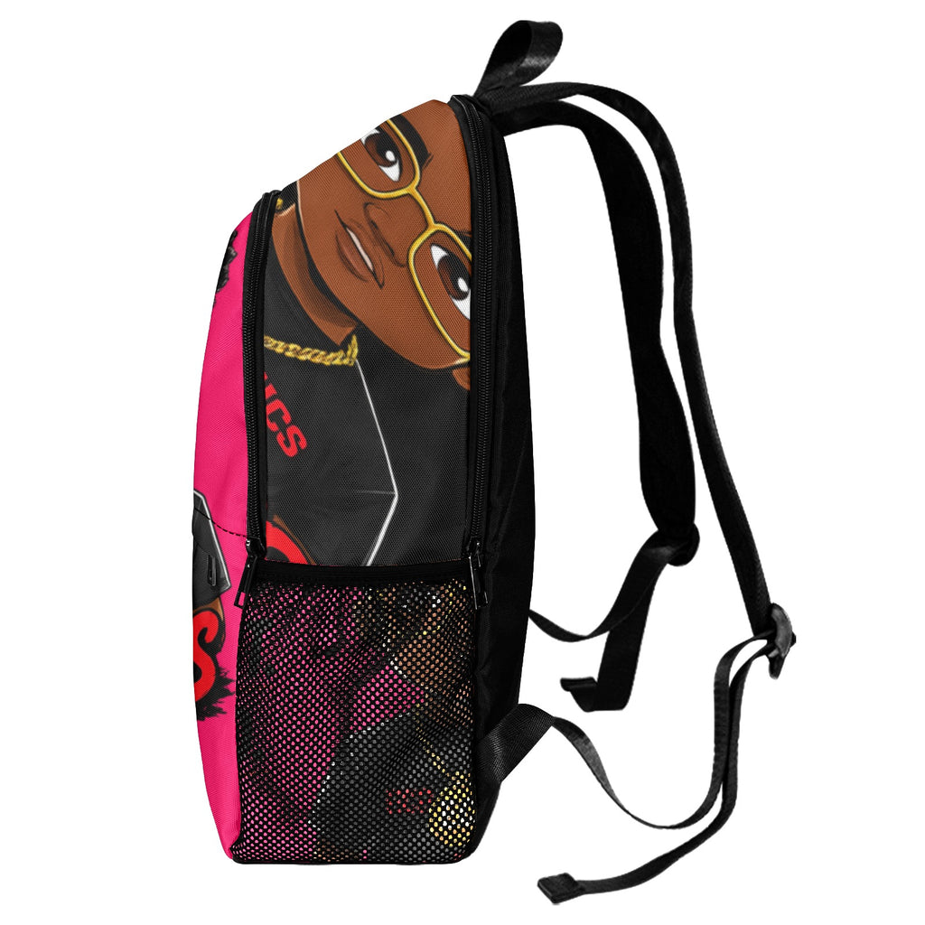 Ecocomics Pink Backpack Fabric Backpack with Side Mesh Pockets