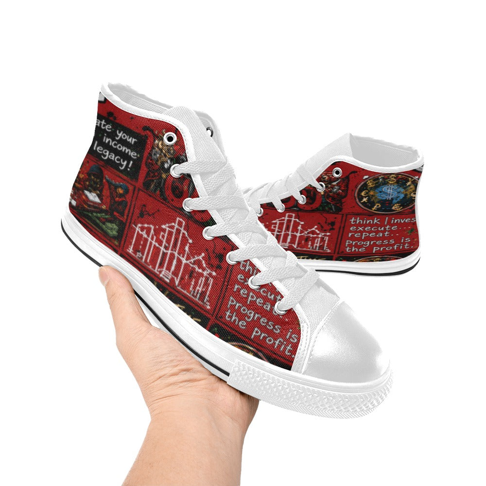 Ecocomic red sneakes Kids' High Top Canvas Shoes-4 Sides
