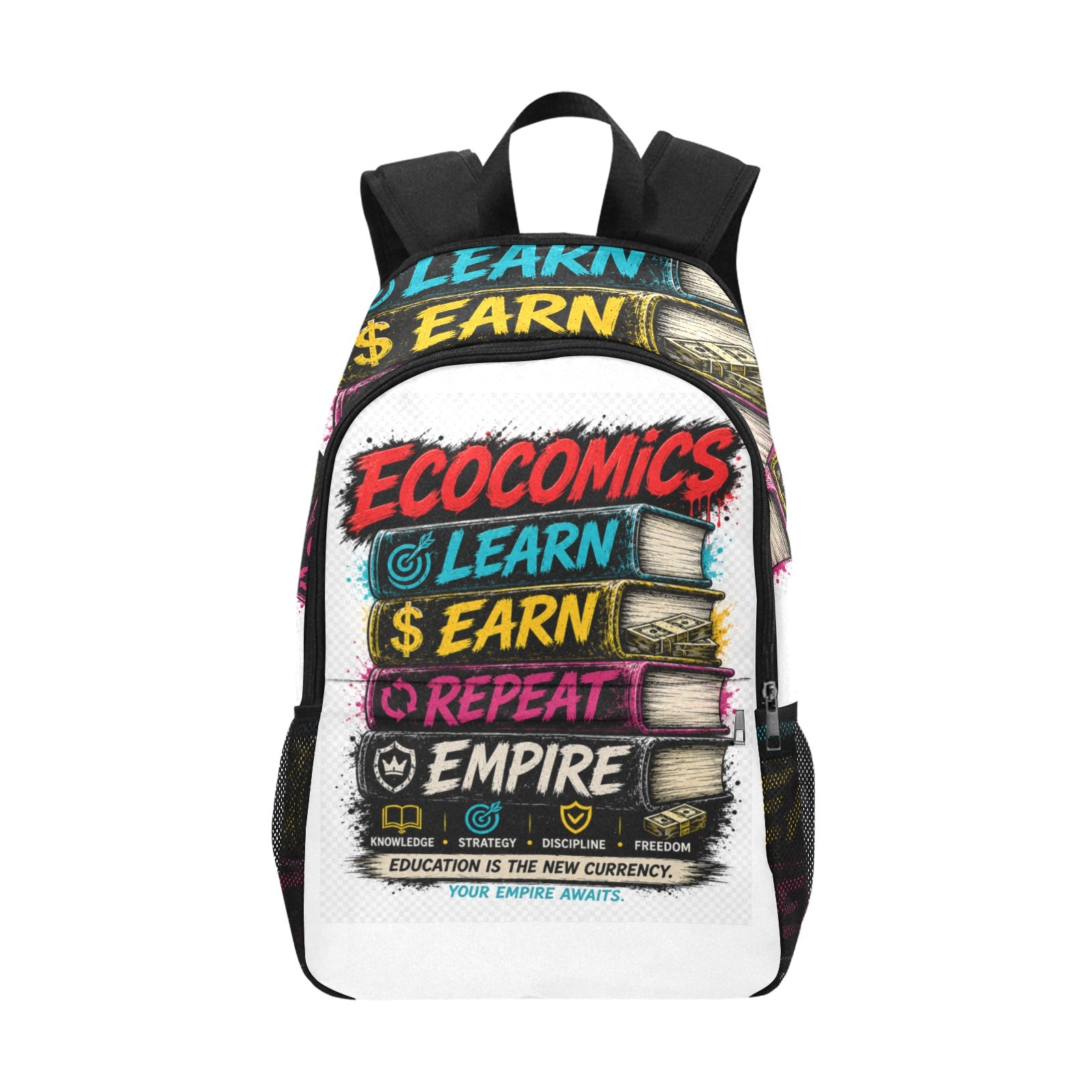 Back To School Fabric Backpack with Side Mesh Pockets